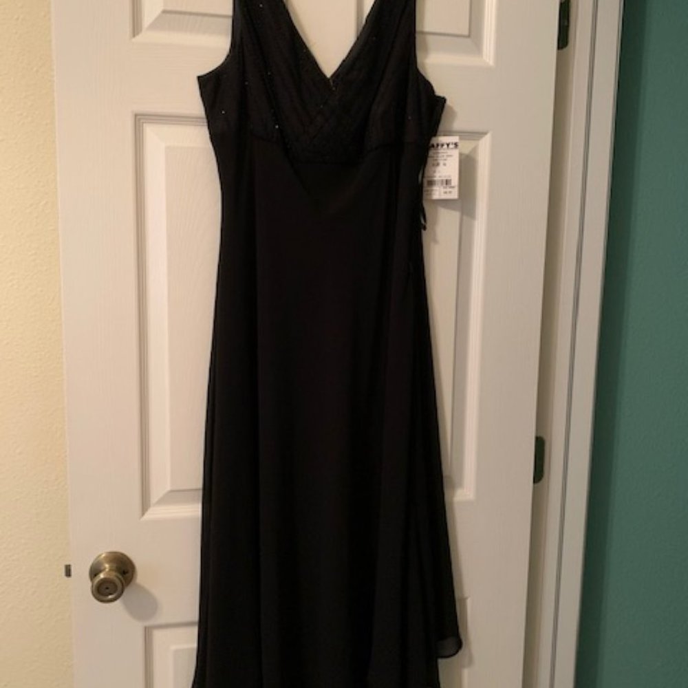 Black bugle beaded cocktail dress